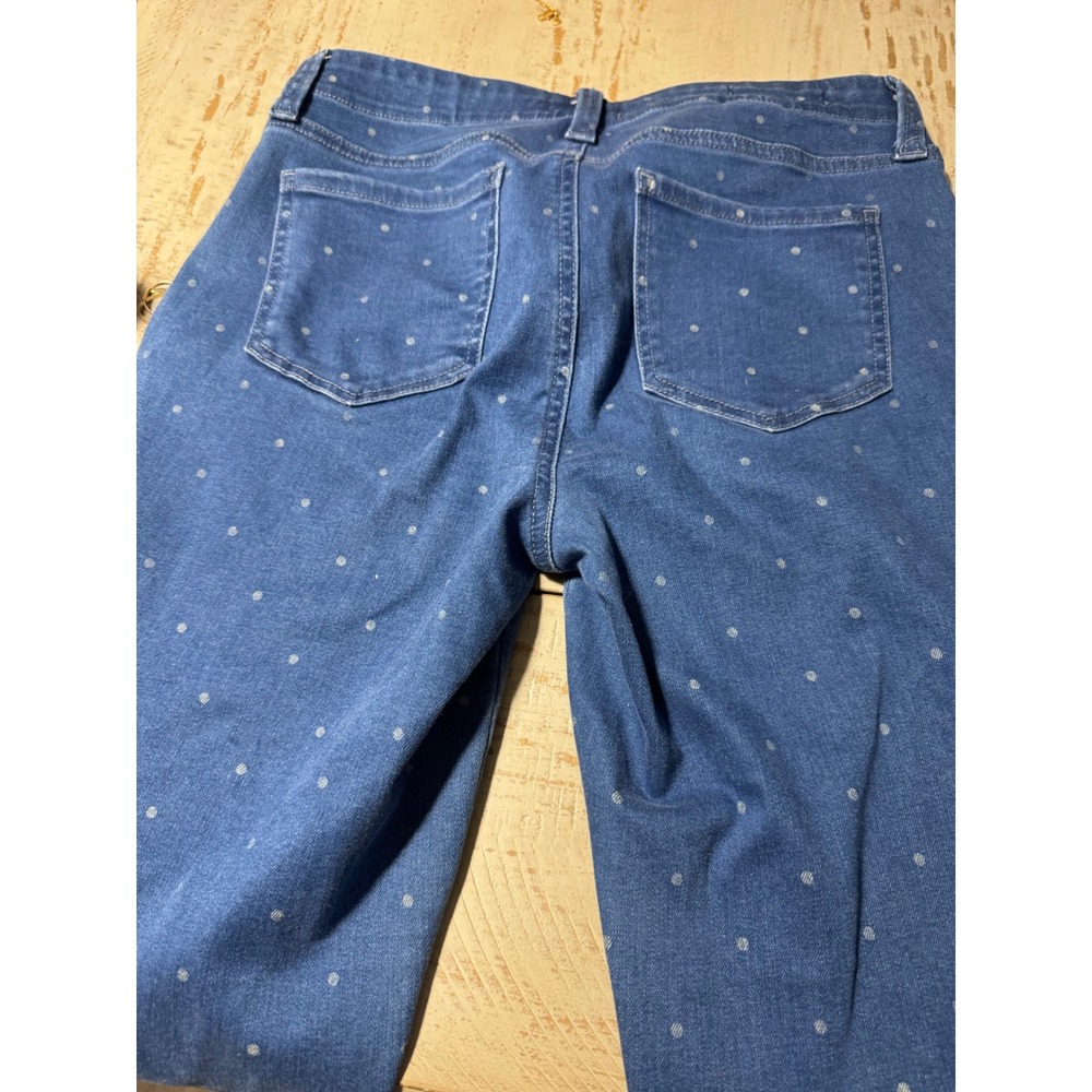 NYDJ Ami Skinny Jeans Blue Polka Dot Lift Tuck Technology Womens Size 4